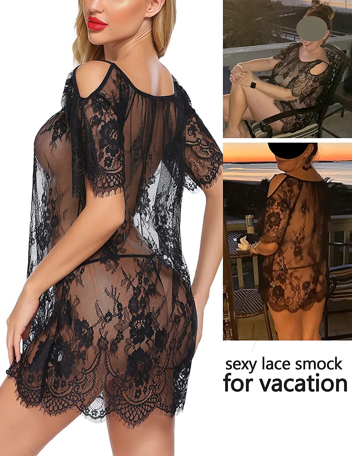 Avidlove Women Chemises Lace Smock Lingerie Mini Babydoll Lingerie Sleepwear S-4XL Apparel & Accessories > Clothing > Underwear & Socks > Lingerie Kylie Max