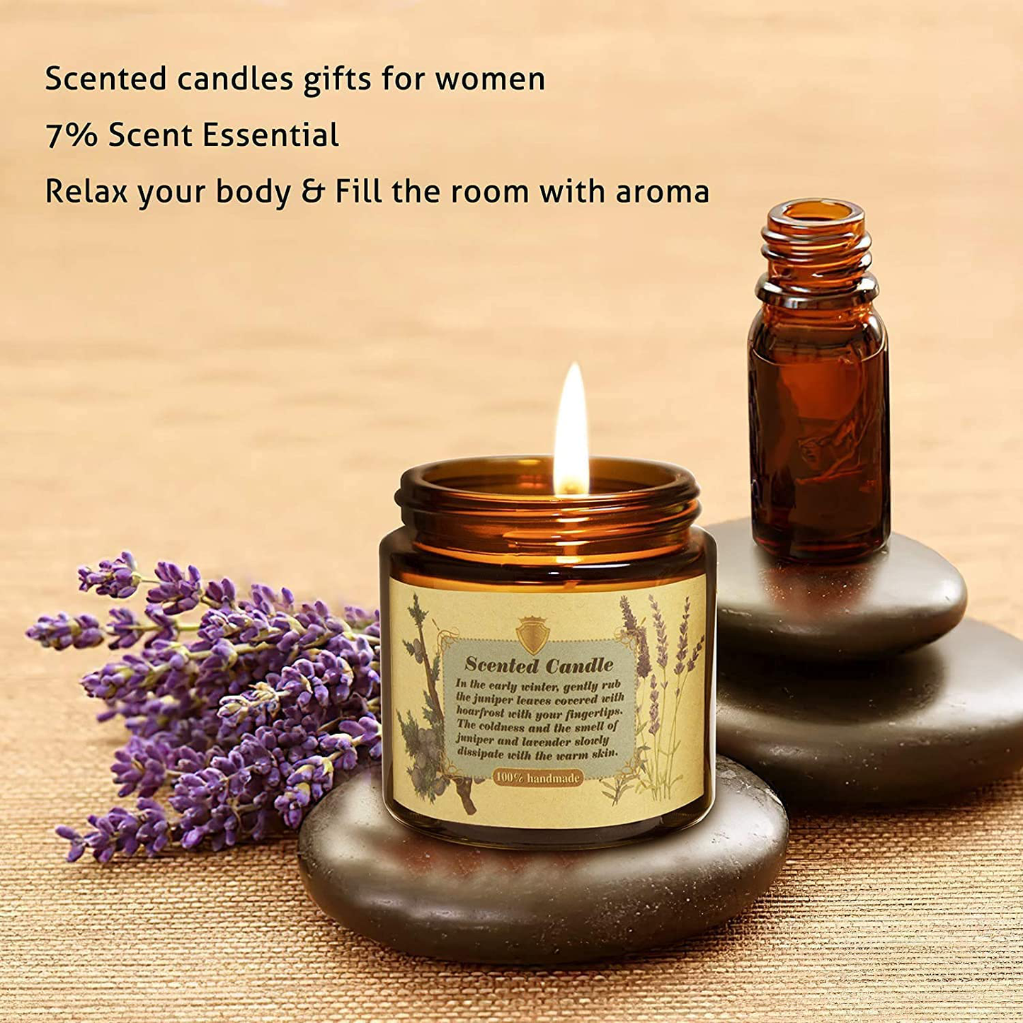 Candles for Home Scented, Aromatherapy Candle Gift Set for Women, Soy Wax Long Lasting Amber Jar Candle for Birthday Mother Present, Juniper and Lavender,Rose and Vanilla, 2Pack(4.2oz ) Arts & Entertainment > Party & Celebration > Gift Giving SGETOP