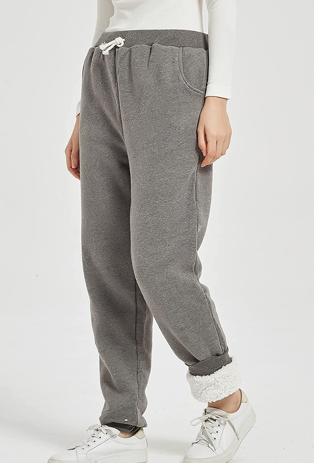 Flygo Women'S Winter Warm Fleece Joggers Pants Sherpa Lined Athletic Active Sweatpants Apparel & Accessories > Clothing > Activewear Kylie Max