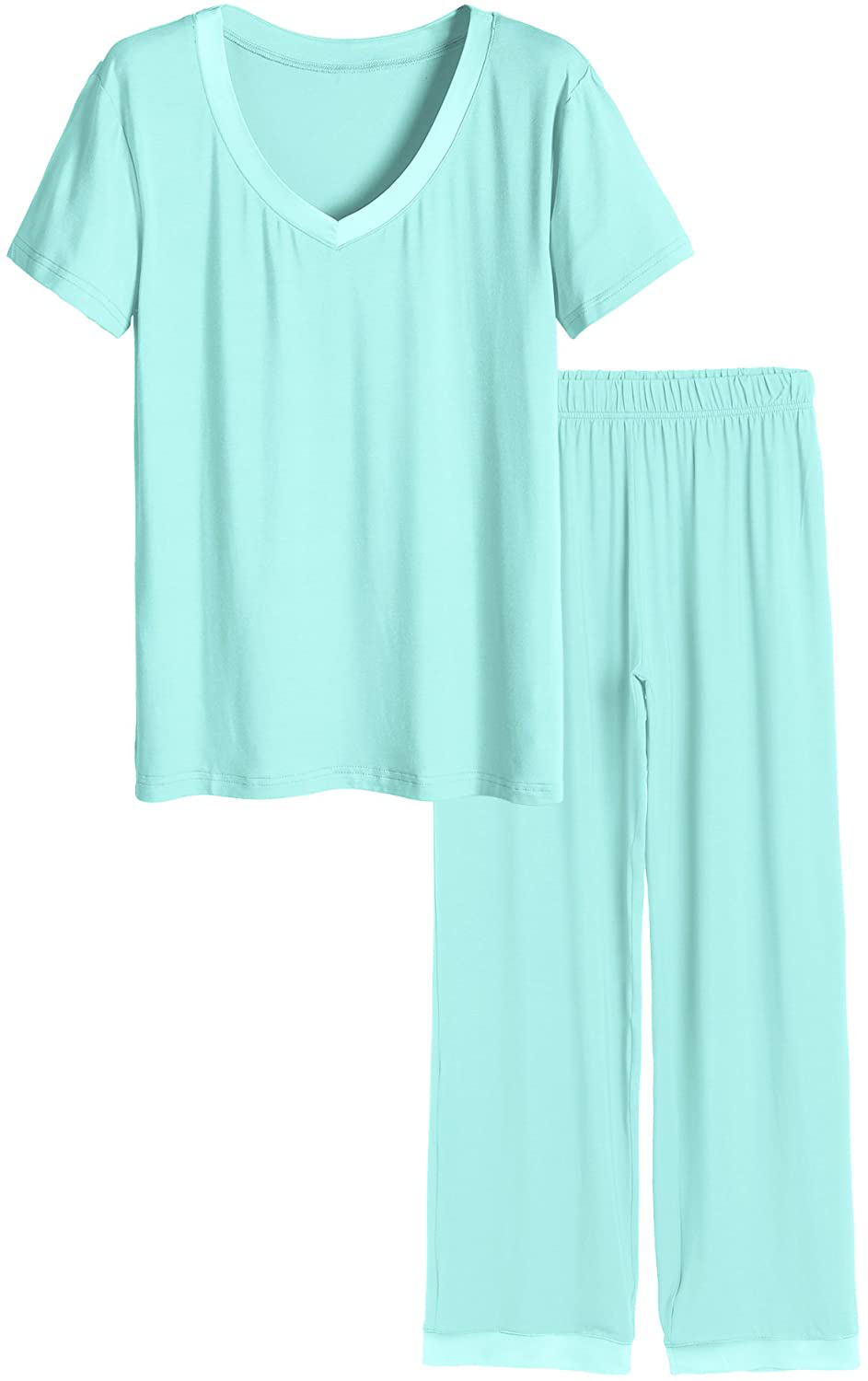 Latuza Women's V-neck Sleepwear Short Sleeves Top with Pants Pajama Set Apparel & Accessories > Clothing > Sleepwear & Loungewear > Pajamas Latuza Green XX-Large Plus