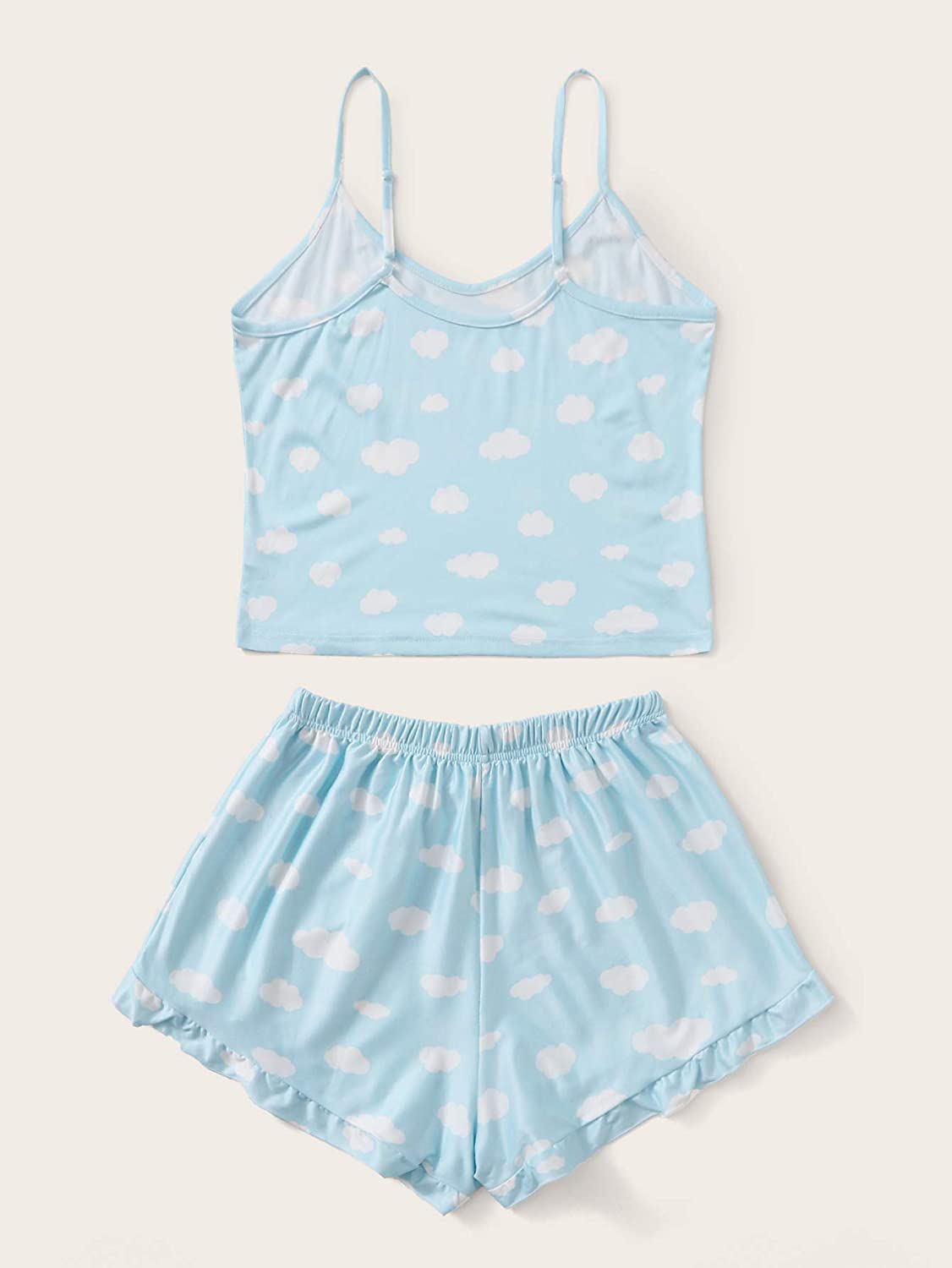 Sweatyrocks Women'S Summer Cloud Print Cami Top and Shorts Pajamas Set Nightwear Apparel & Accessories > Clothing > Sleepwear & Loungewear Kylie Max