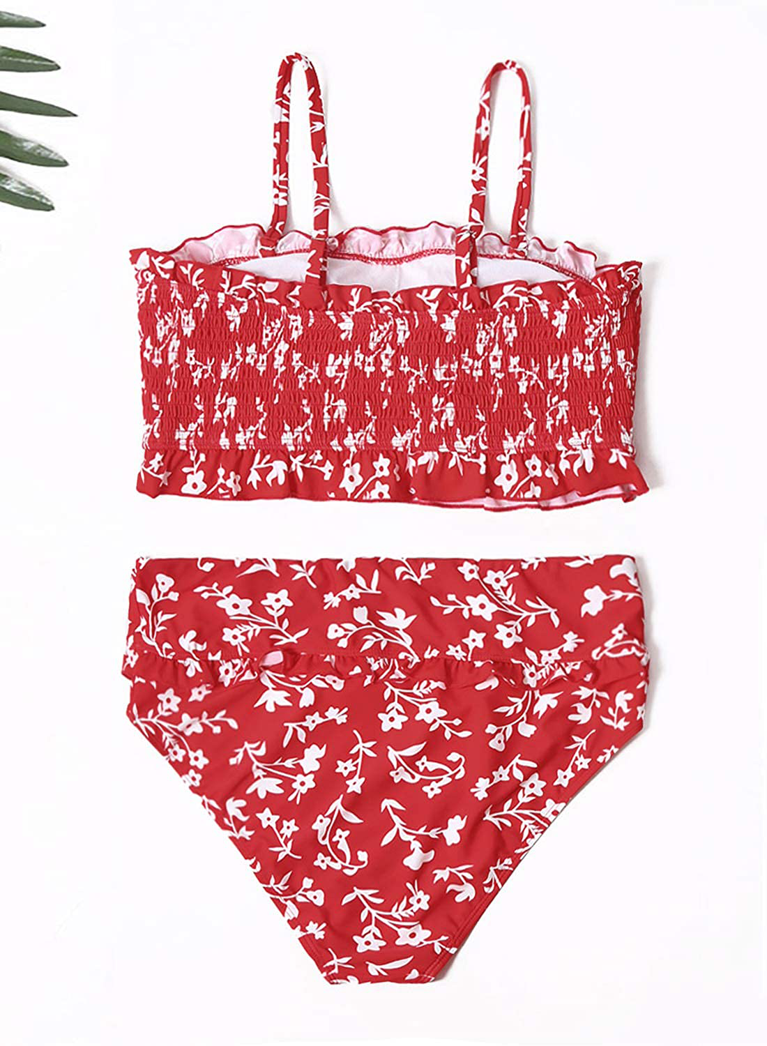 Dokotoo Women Cute High Waist Strapless Smocked Bikini Sets Swimsuit Bathing Suit Kylie Max