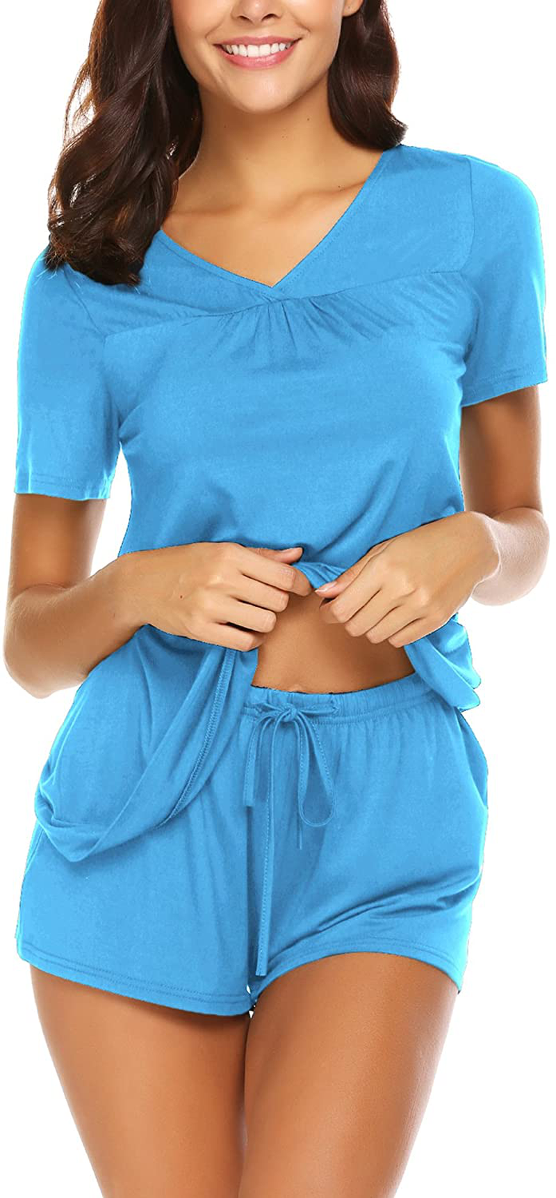 Avidlove Women's Shorts Pajama Set Short Sleeve Sleepwear Nightwear Pjs S-XXL Apparel & Accessories > Clothing > Sleepwear & Loungewear > Pajamas Avidlove Z Blue XX-Large