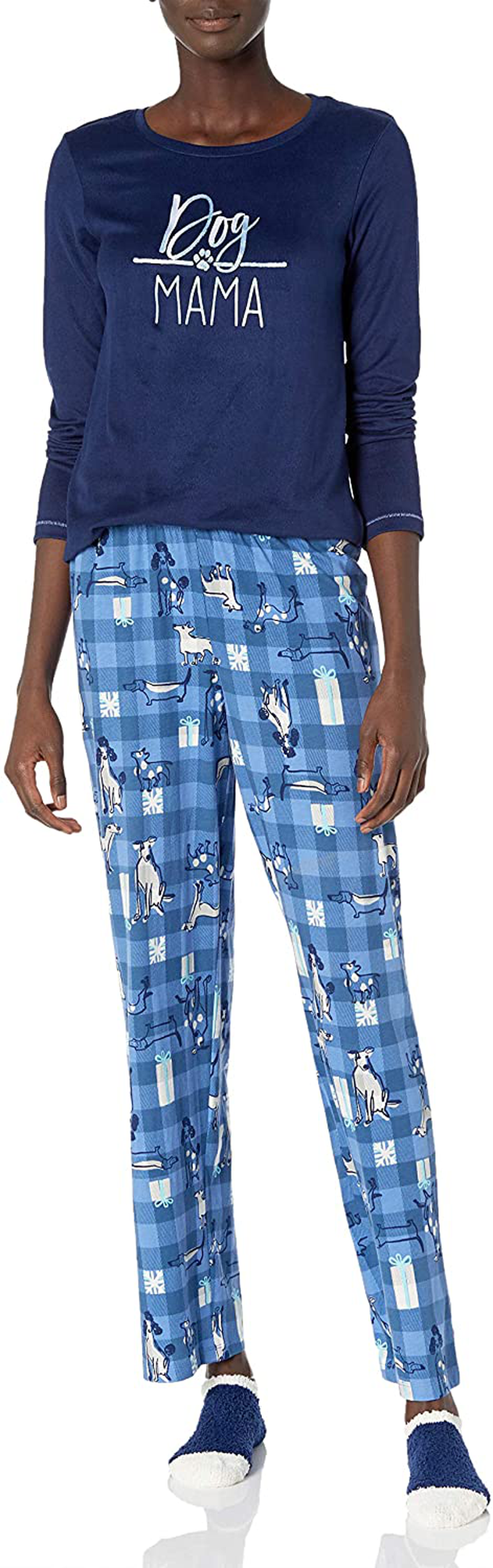 HUE Women's Printed Knit Tee and Pant 3 Piece Pajama Set Apparel & Accessories > Clothing > Sleepwear & Loungewear > Pajamas HUE Medieval - Dog Mama Large