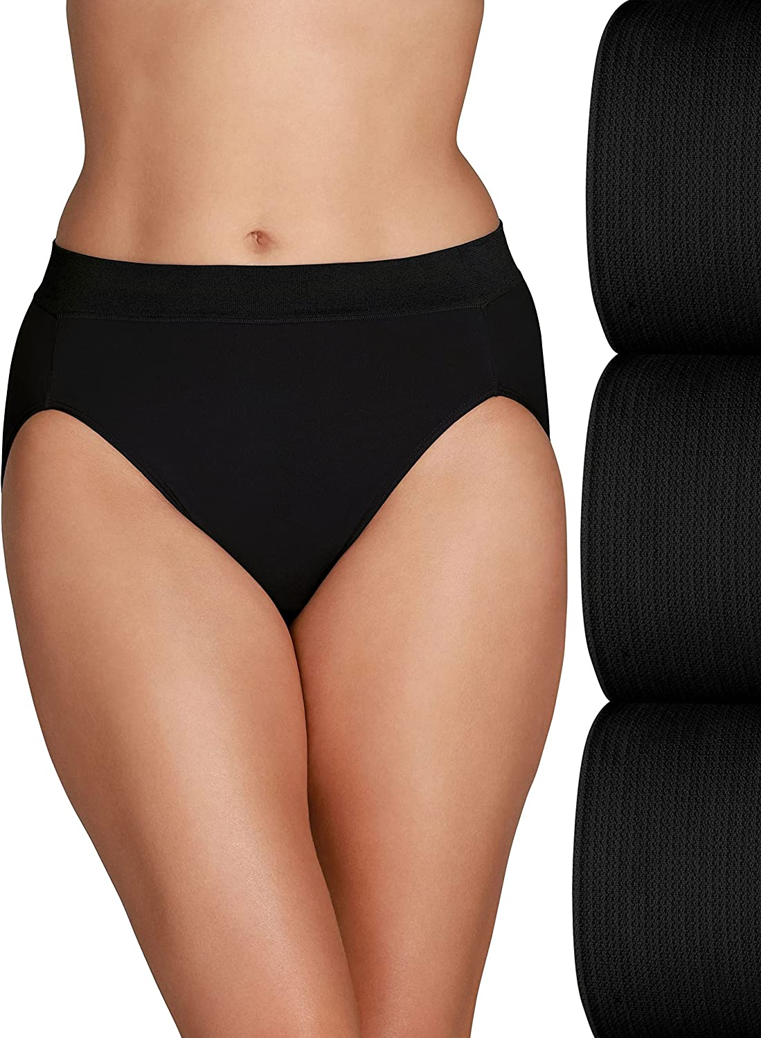 Vanity Fair Women'S beyond Comfort Seamless Waist Panties Apparel & Accessories > Clothing > Underwear & Socks > Underwear Vanity Fair Hi Cut - 3 Pack - Black/Black/Black Hi Cut 9