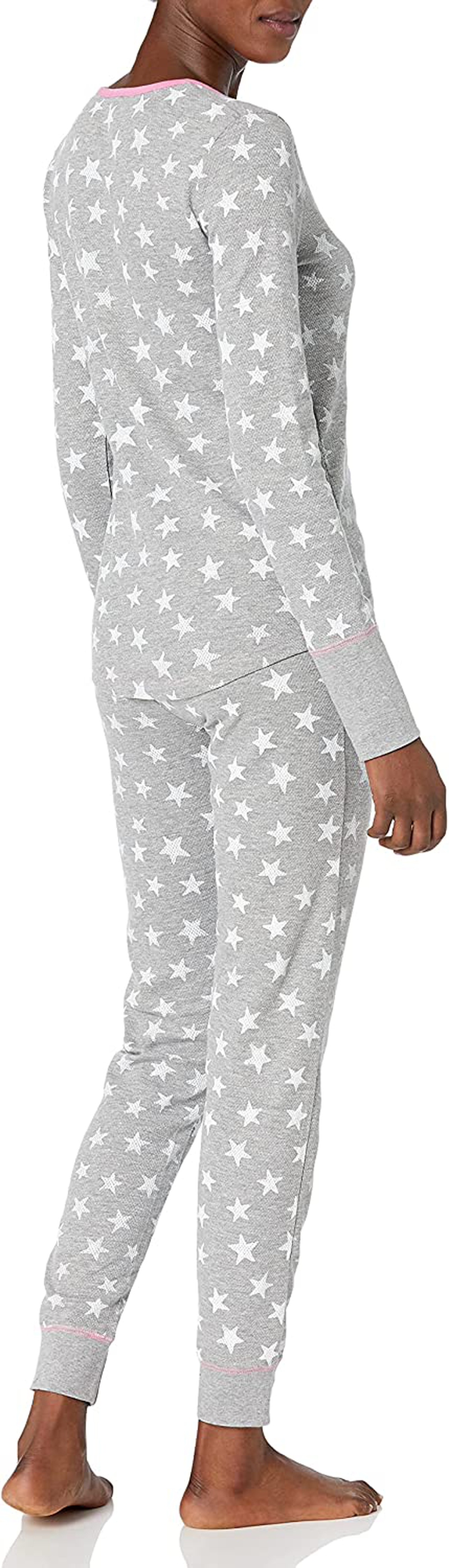 Mae Women's Vintage Thermal Henley Long Sleeve Top with Jogger Pajama Set Apparel & Accessories > Clothing > Sleepwear & Loungewear > Pajamas Mae