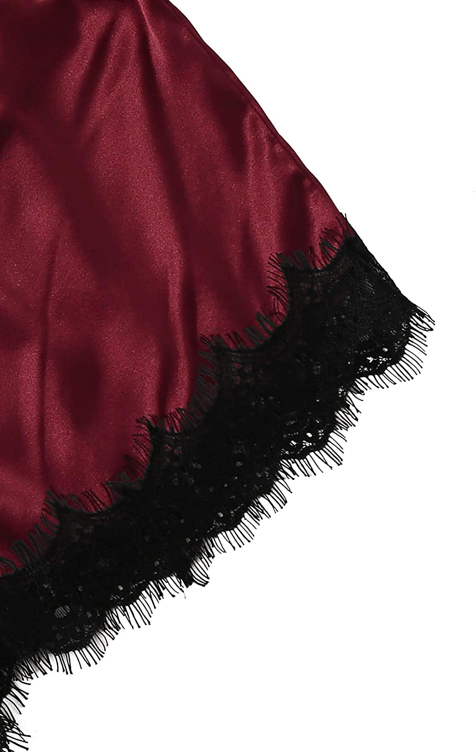 LYANER Women'S Lace Cami Top and Shorts Satin Silk Lingerie Set with Robe Pajamas Sleepwear Apparel & Accessories > Clothing > Sleepwear & Loungewear Kylie Max