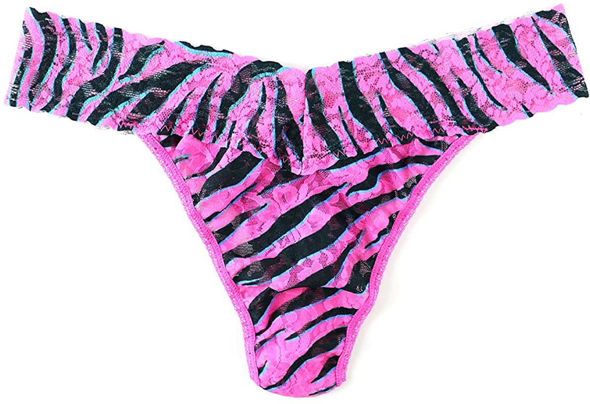 hanky panky, Signature Lace Original Rise Thong, One Size (4-14) Apparel & Accessories > Clothing > Underwear & Socks > Underwear hanky panky Electric Zebra One Size