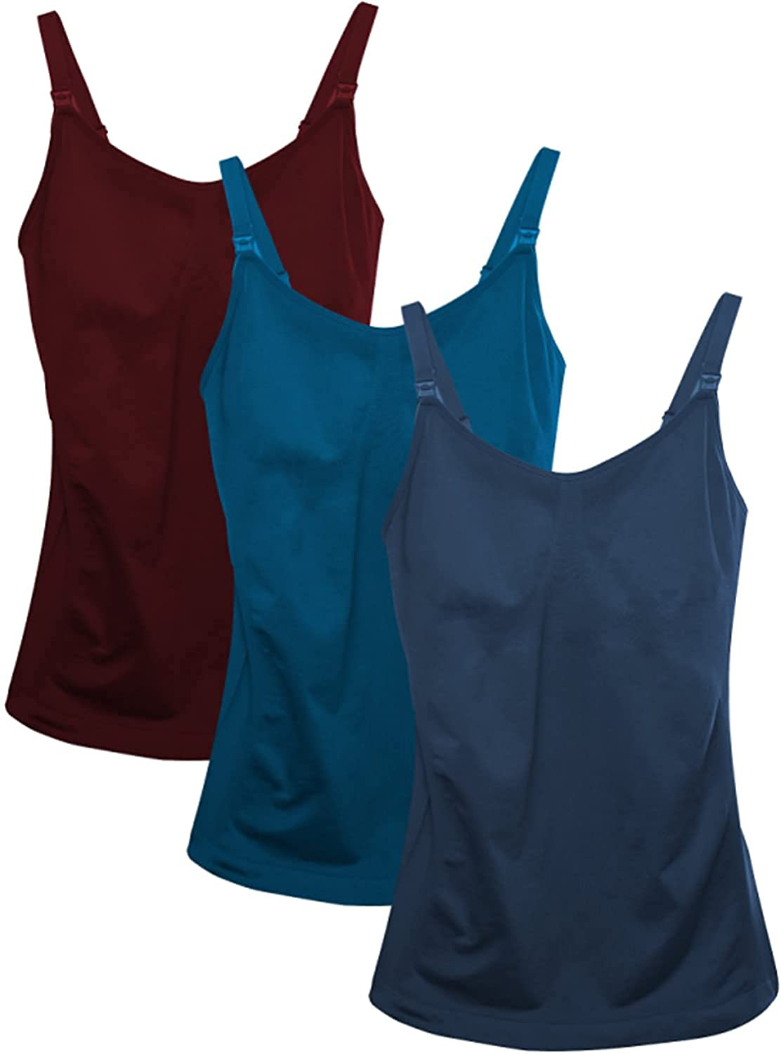 HOFISH Women'S Breast Feeding Tops,Maternity Nursing Cami with Build in Shelf Bra 3Pack Apparel & Accessories > Clothing > Activewear Kylie Max