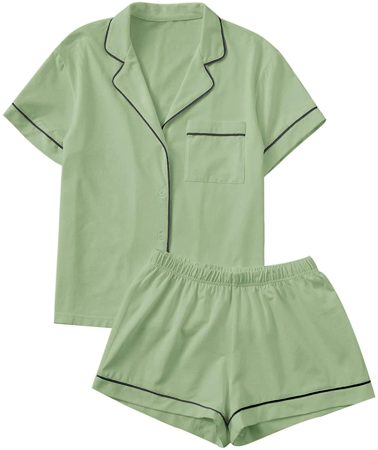 Floerns Women's Notch Collar Short Sleeve Sleepwear Two Piece Pajama Set Apparel & Accessories > Clothing > Sleepwear & Loungewear > Pajamas Floerns