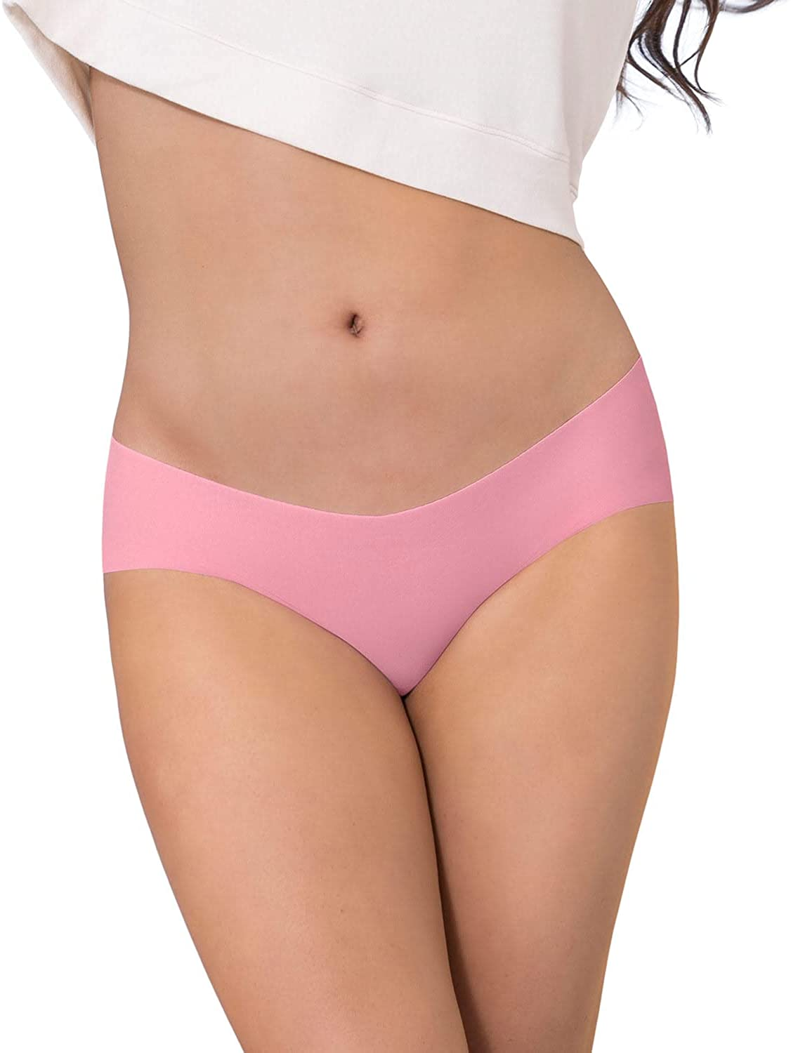 Leonisa Seamless Hipster Panties for Women - No Show Hiphugger Underwear Apparel & Accessories > Clothing > Underwear & Socks > Underwear Leonisa Pink Large