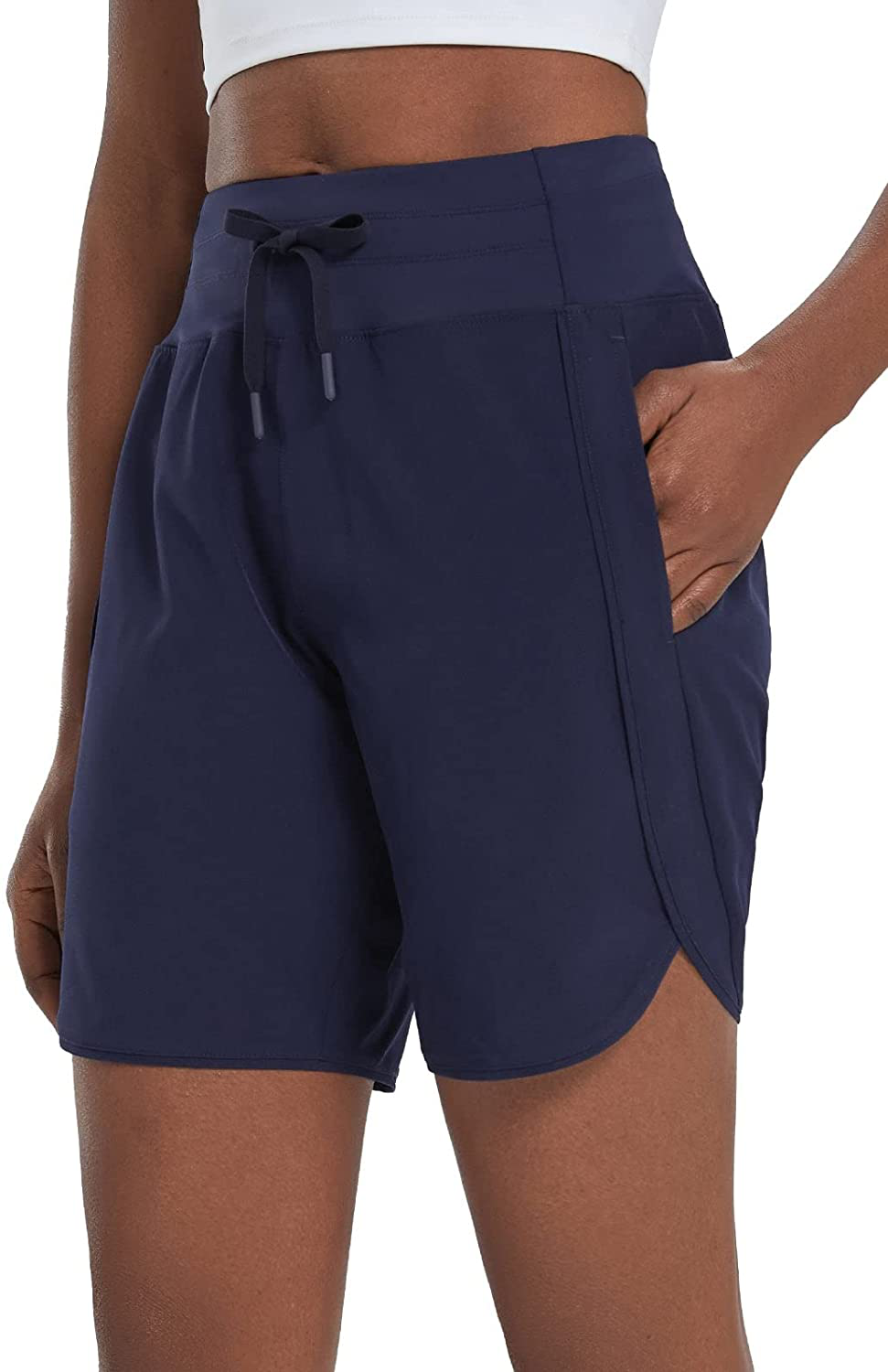 BALEAF Women'S 7" Long Shorts Lightweight for Running Workout Hiking Unlined Zipper Pocket Quick Dry Apparel & Accessories > Clothing > Shorts Kylie Max