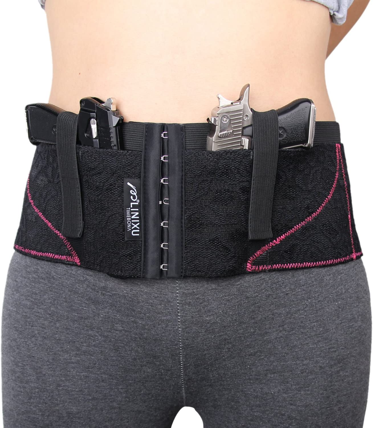 LINIXU Women'S Concealed Carry Holster Hip Hugger Classic Lace Black/Red Apparel & Accessories > Clothing > Underwear & Socks > Underwear LINIXU RED L(39"-43")