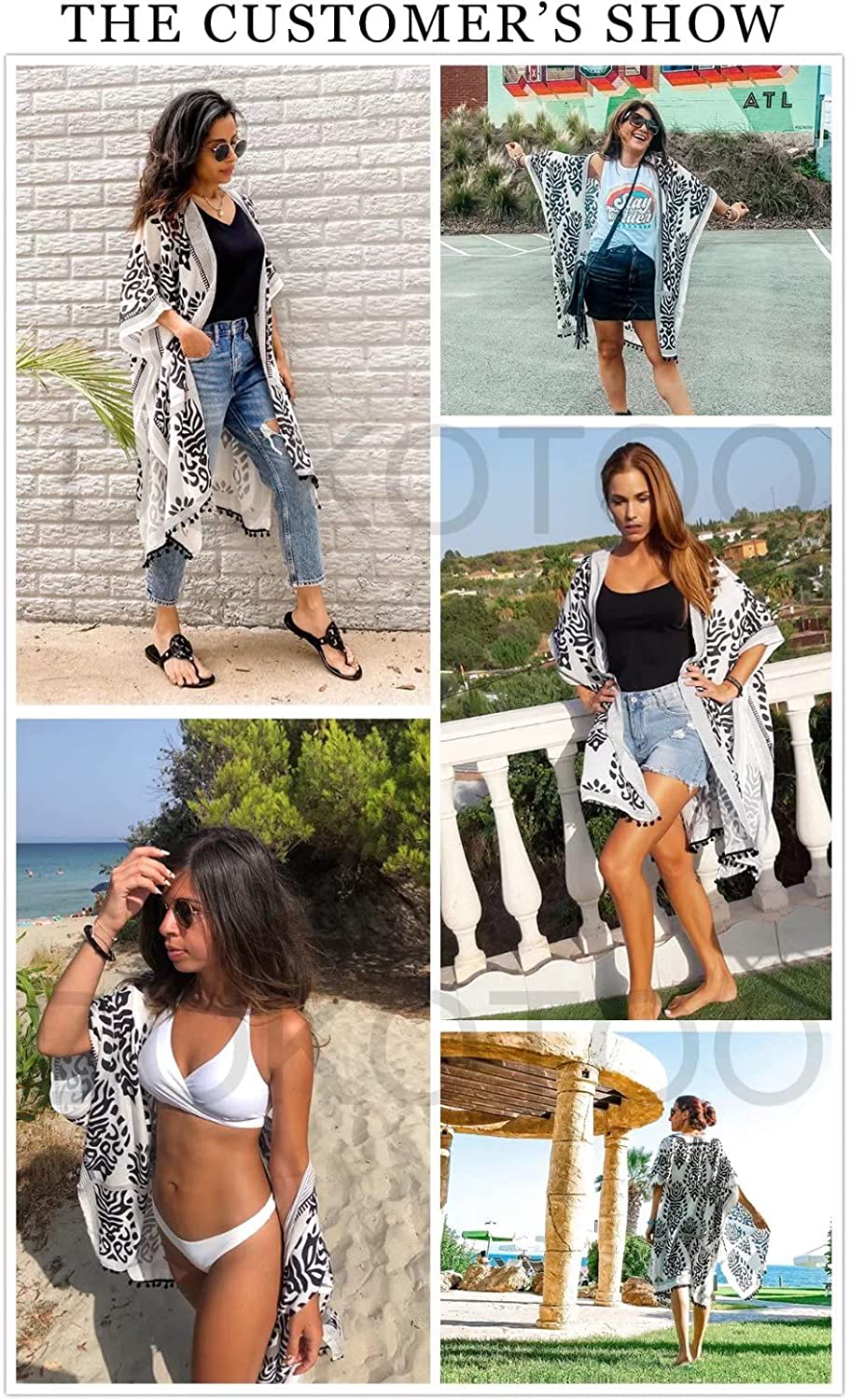 Dokotoo Womens 2022 Fashion Summer Print Kimono Casual Cardigans Loose Cover Ups Apparel & Accessories > Clothing > Swimwear Kylie Max
