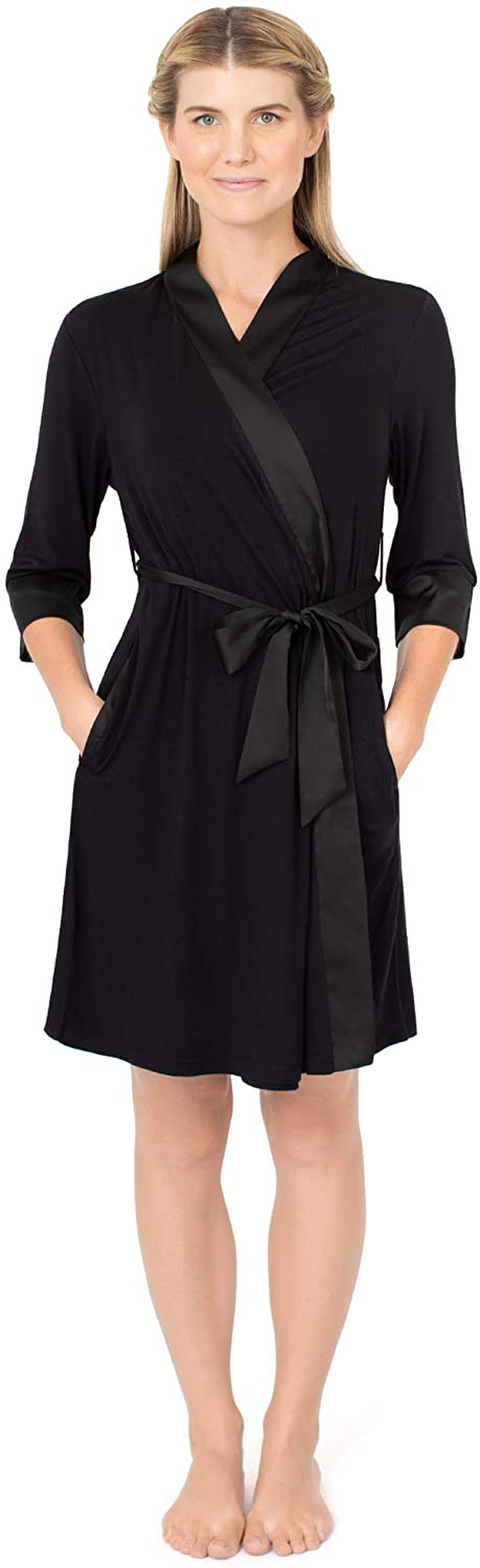 Kindred Bravely Emmaline Maternity & Nursing Robe Hospital Bag/Delivery Essential Apparel & Accessories > Clothing > Sleepwear & Loungewear > Robes Kindred Bravely Black Small-Medium