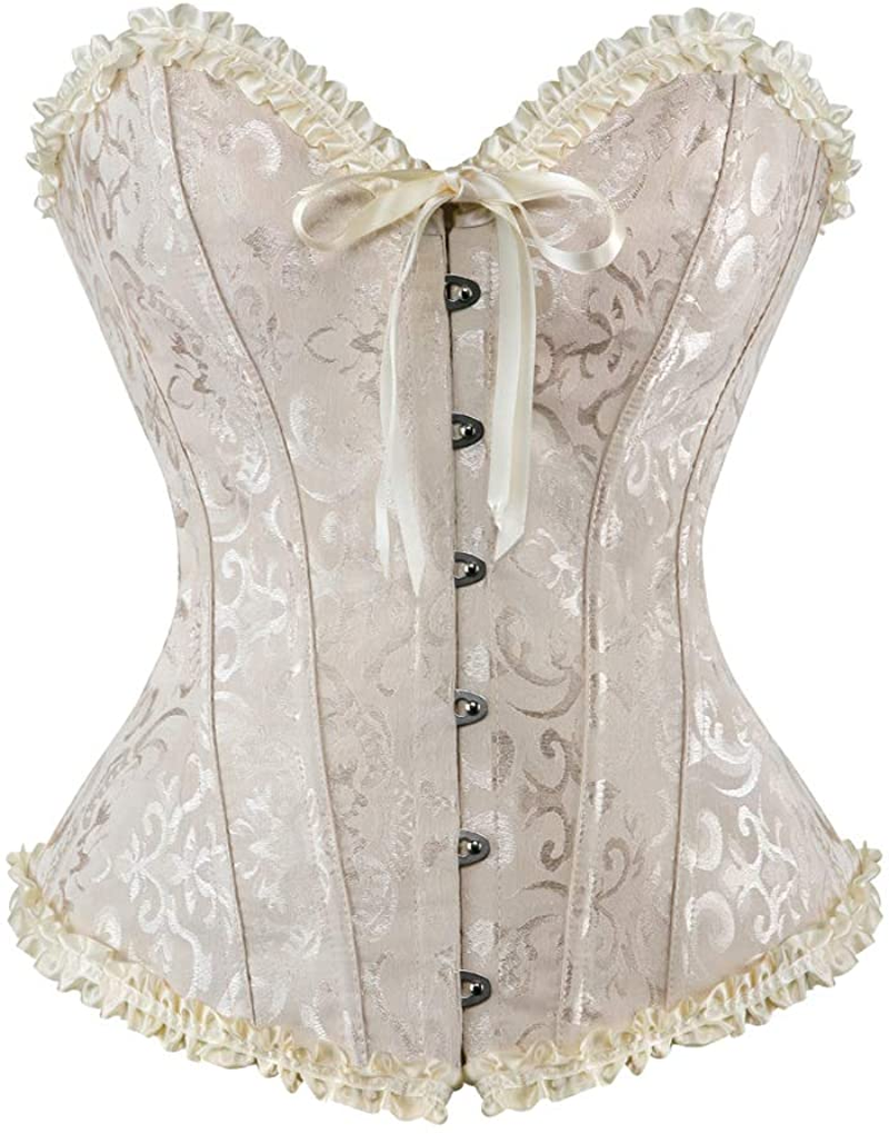 Black Corset Top Waist Trainer Corsets for Women Body Shaper Bustiers Lingerie Renaissance Costume Apparel & Accessories > Clothing > Underwear & Socks > Lingerie CZIFFRA Beige 6X-Large
