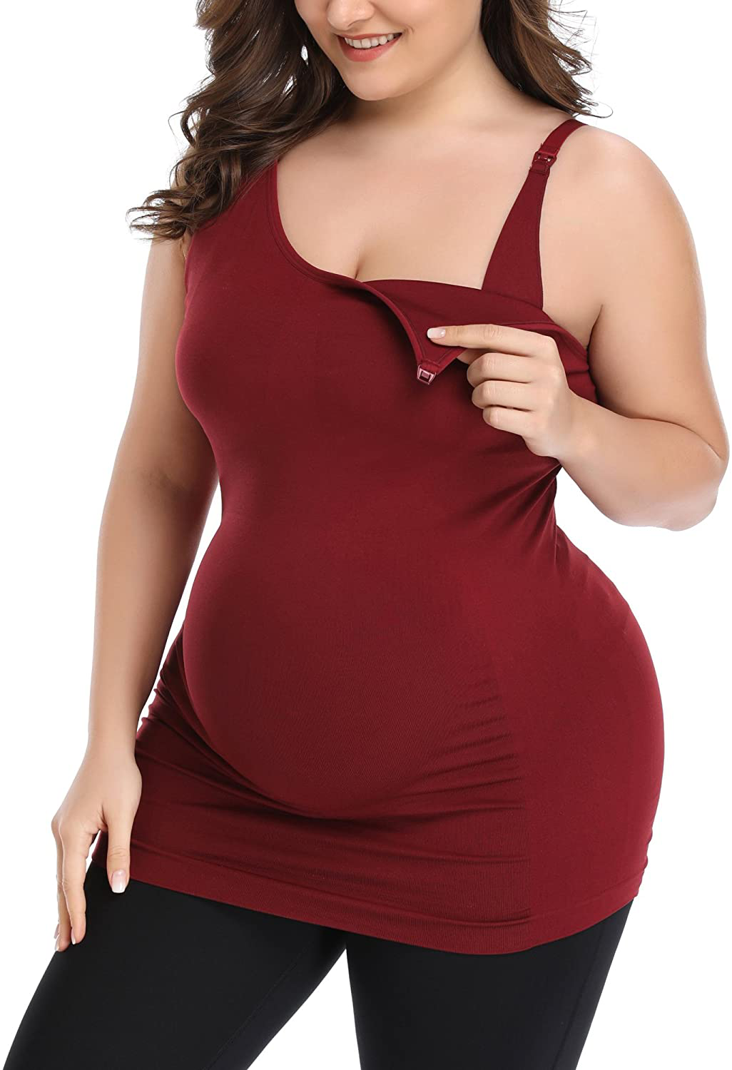 HOFISH Women'S Breast Feeding Tops,Maternity Nursing Cami with Build in Shelf Bra 3Pack Apparel & Accessories > Clothing > Activewear Kylie Max