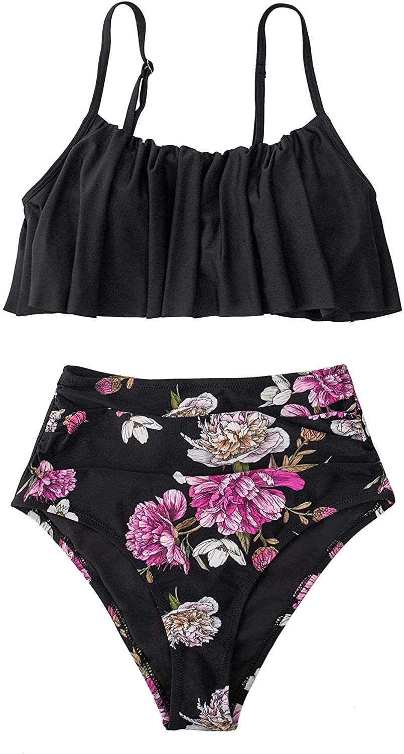 CUPSHE Women's High Waisted Falbala Bikini Set Apparel & Accessories > Clothing > Swimwear KYLIE MAX