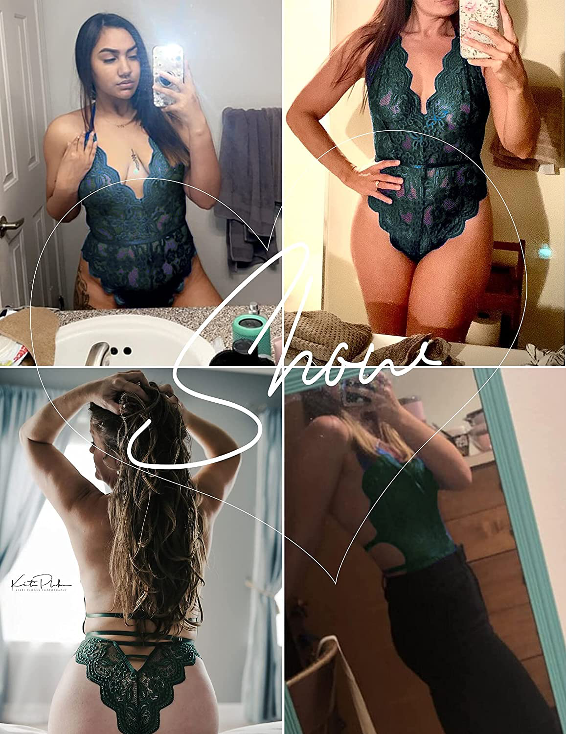 Avidlove Womens Lace Bodysuit Teddy Lingerie Sexy Deep V Halter One Piece Babydoll Apparel & Accessories > Clothing > Underwear & Socks > Lingerie Avidlove