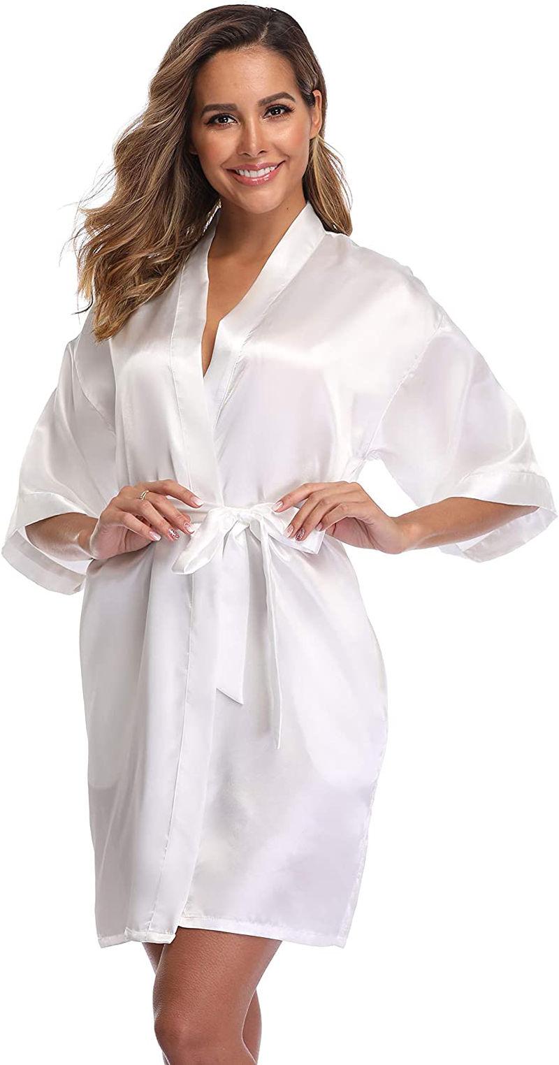 Ifigure Women'S Short Kimono Robe Dressing Gown Silky Bridesmaid Robes Bathrobe Apparel & Accessories > Clothing > Sleepwear & Loungewear > Robes iFigure