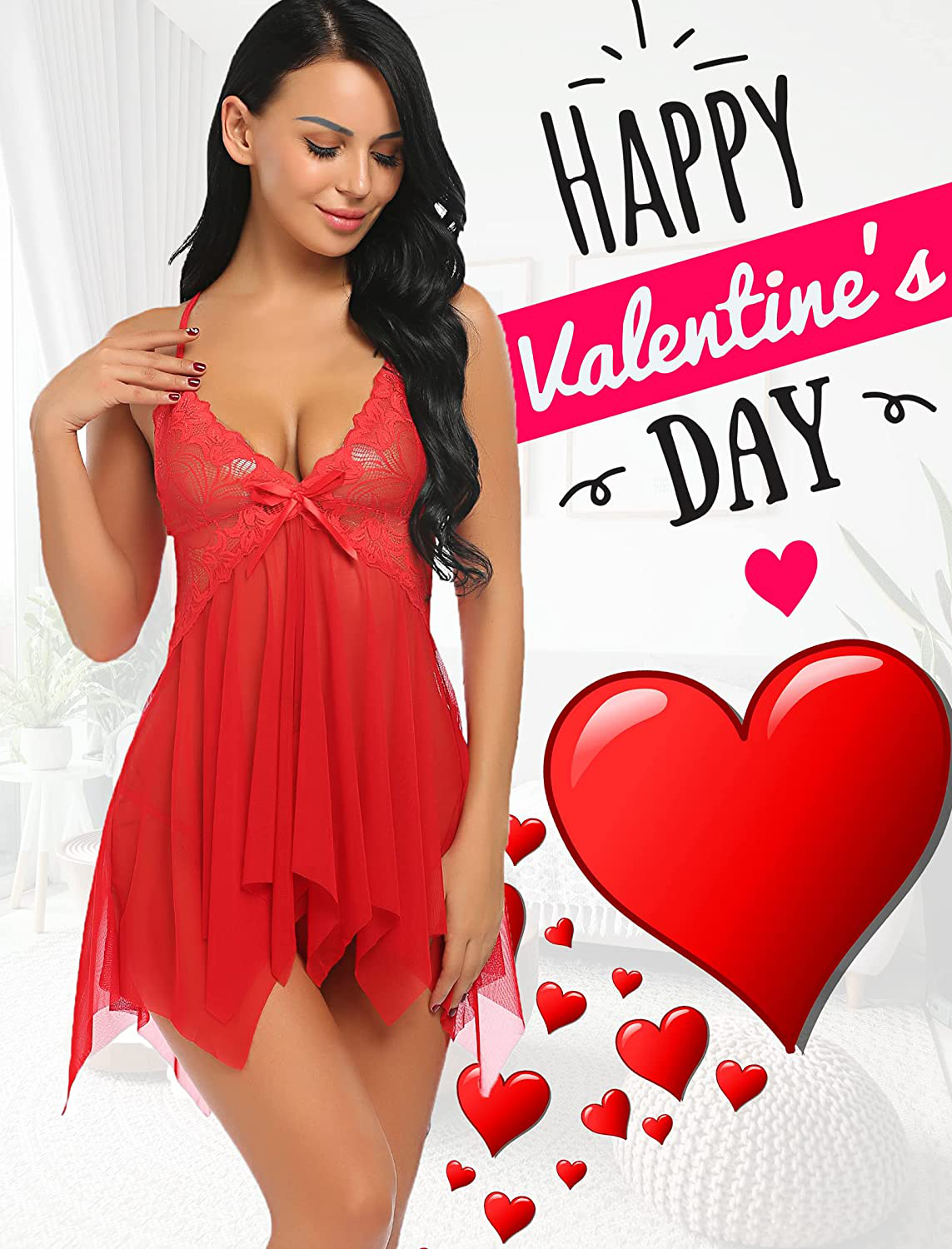 Avidlove Lingerie for Women Lace Babydoll Sleepwear Boudoir Outfits plus Size Langeray XS-5XL Apparel & Accessories > Clothing > Underwear & Socks > Lingerie Kylie Max