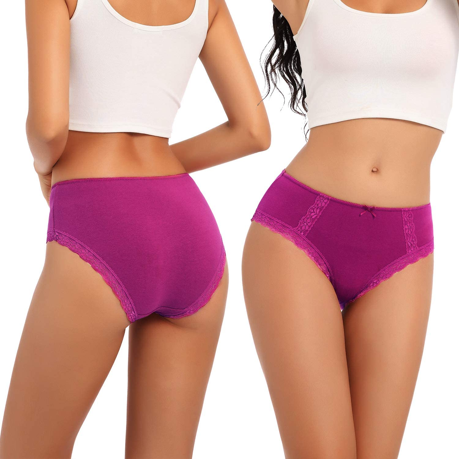 VEENXTHA Womens Underwear Panties Cotton Brief Lace Breathable Stretch Medium Waist Pack of 5 Apparel & Accessories > Clothing > Underwear & Socks > Underwear VEENXTHA