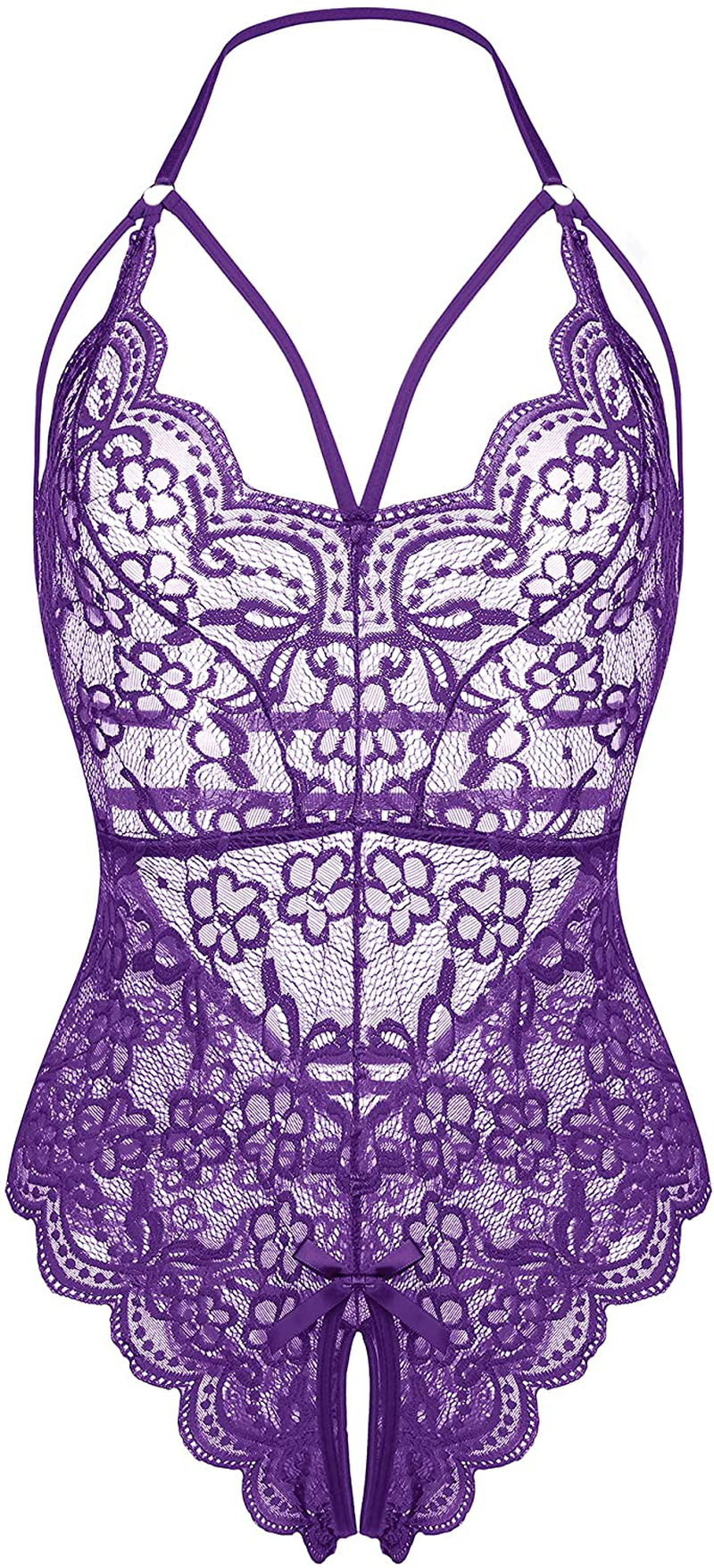 LOLLO VITA Women Lingerie Lace Bodysuit One Piece Babydoll Teddy Chemise Sleepwear Apparel & Accessories > Clothing > Underwear & Socks > Lingerie LOLLO VITA Purple XX-Large