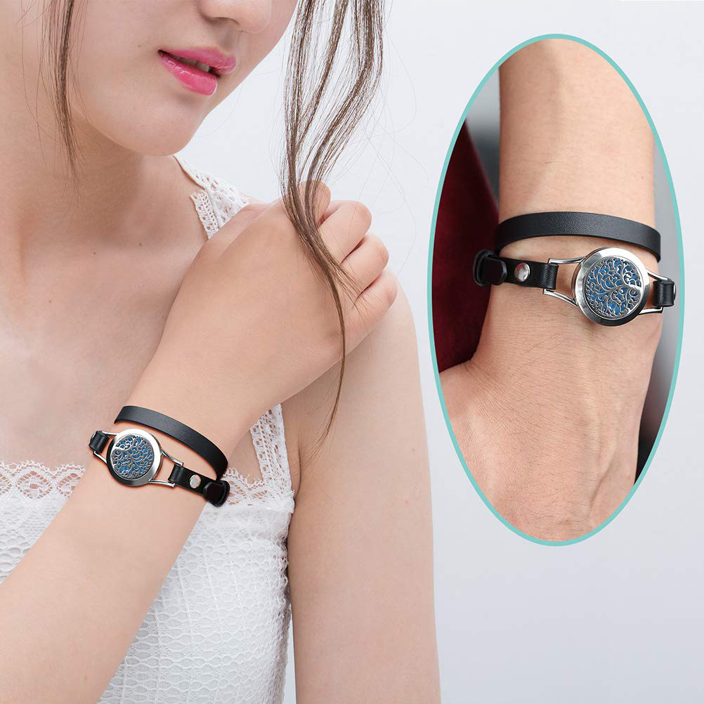Aromatherapy Essential Oil Leather Diffuser Bracelet w/Tea Tree, Lemongrass, Orange and Peppermint -10ML/pcs, Unique Gift Ideas for Women, Girls, Friend, Mom at Anniversaries, Birthday and Christmas Arts & Entertainment > Party & Celebration > Gift Giving SOMORA