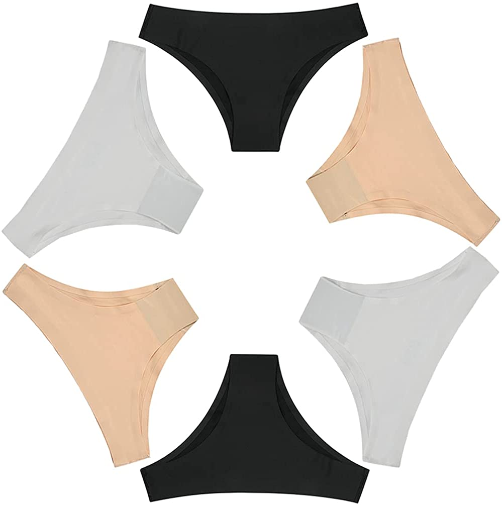 Nightaste Women Seamless No Show Tanga Panties Pack of 6Pcs Half Back Coverage Cheeky Bikini Thong Underwear Apparel & Accessories > Clothing > Underwear & Socks > Underwear Nightaste Style4 X-Large