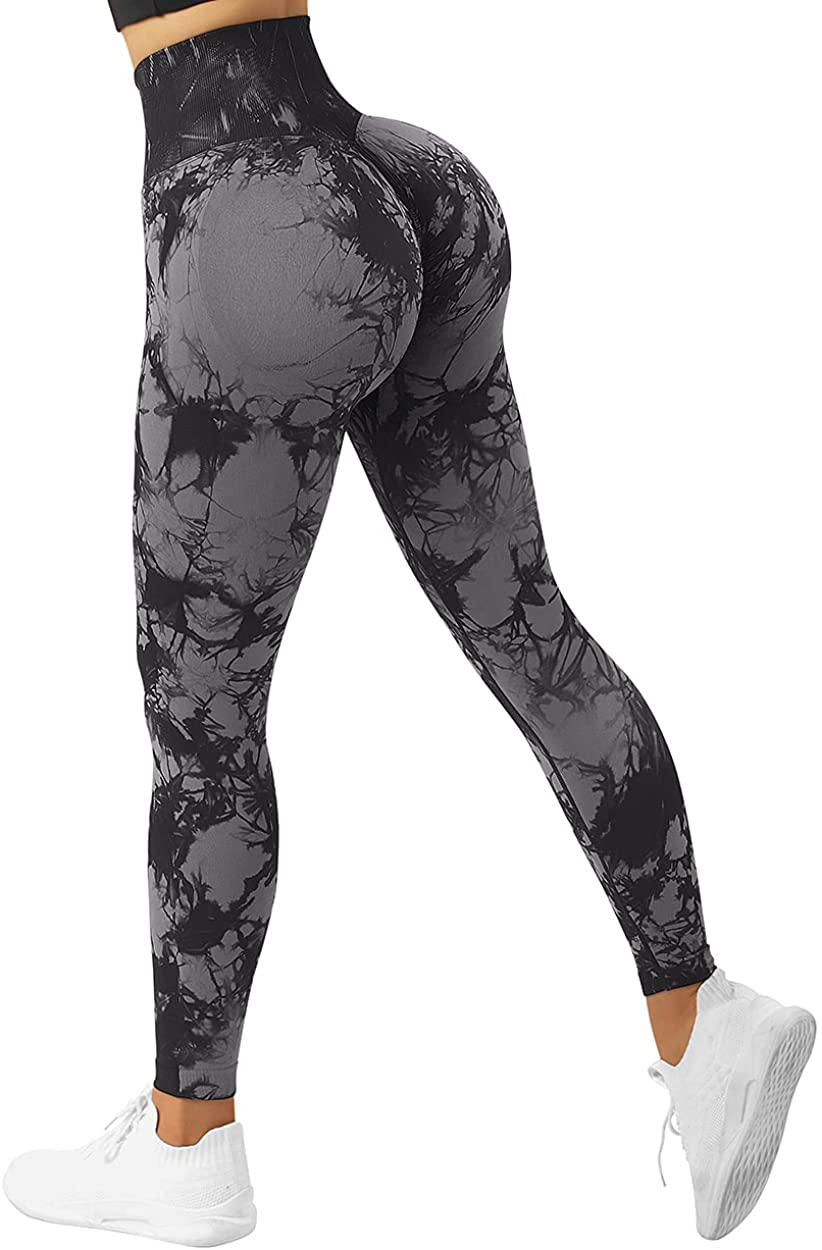 SUUKSESS Women Scrunch Butt Lifting Seamless Leggings Booty High Waisted Workout Yoga Pants Apparel & Accessories > Clothing > Activewear SUUKSESS #1 Upgrade Black Tie Dye Medium