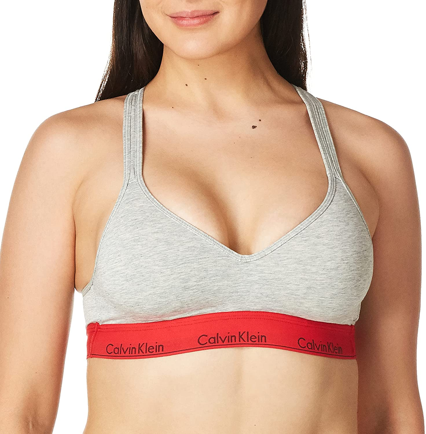 Calvin Klein Women’S Modern Cotton Lightly Lined Bralette Apparel & Accessories > Clothing > Underwear & Socks > Lingerie Calvin Klein Grey Heather With Red Waistband Medium
