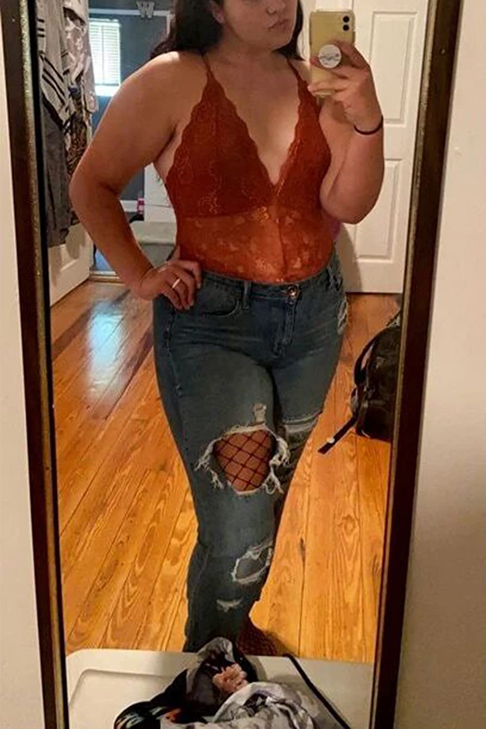 Aranmei Women Deep V Sexy Lace Bodysuit Snap Crotch Lingerie Teddy Underwear Apparel & Accessories > Clothing > Underwear & Socks > Lingerie Aranmei