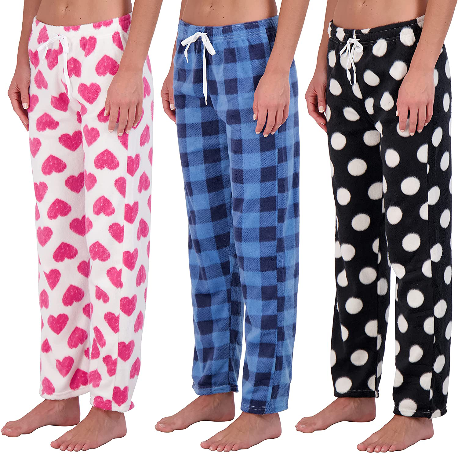 Real Essentials 3 Pack: Women’s Ultra-Soft Fleece Comfy Stretch Pajama Lounge Pants Elegant Sleepwear Apparel & Accessories > Clothing > Sleepwear & Loungewear > Pajamas Real Essentials Fleece Set G Small