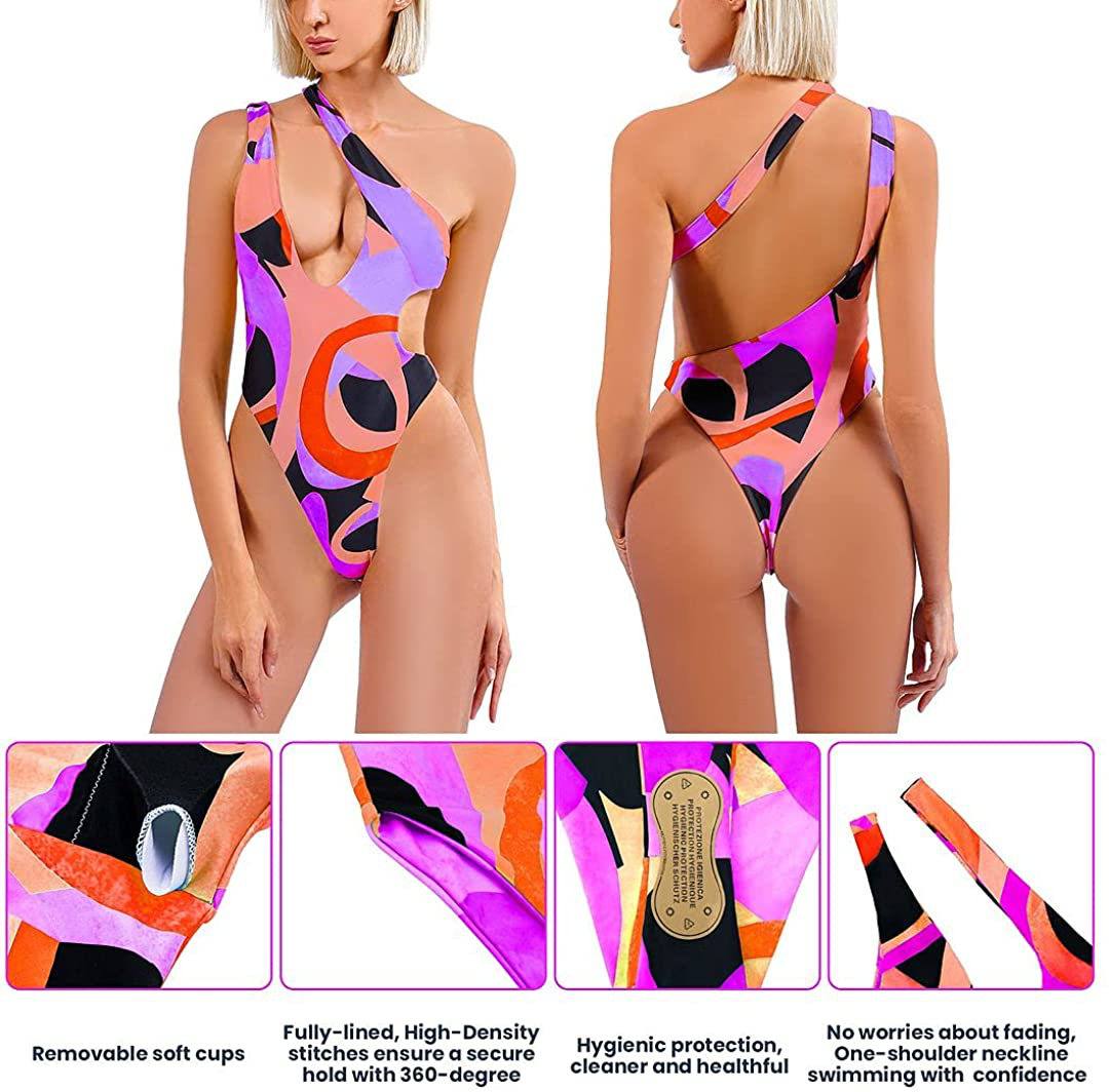 Sexy Women'S One Piece Swimsuits One Shoulder Brazilian Bathing Suits Tummy Control Swimwear Monokini Sets for Women Apparel & Accessories > Clothing > Swimwear Kylie Max