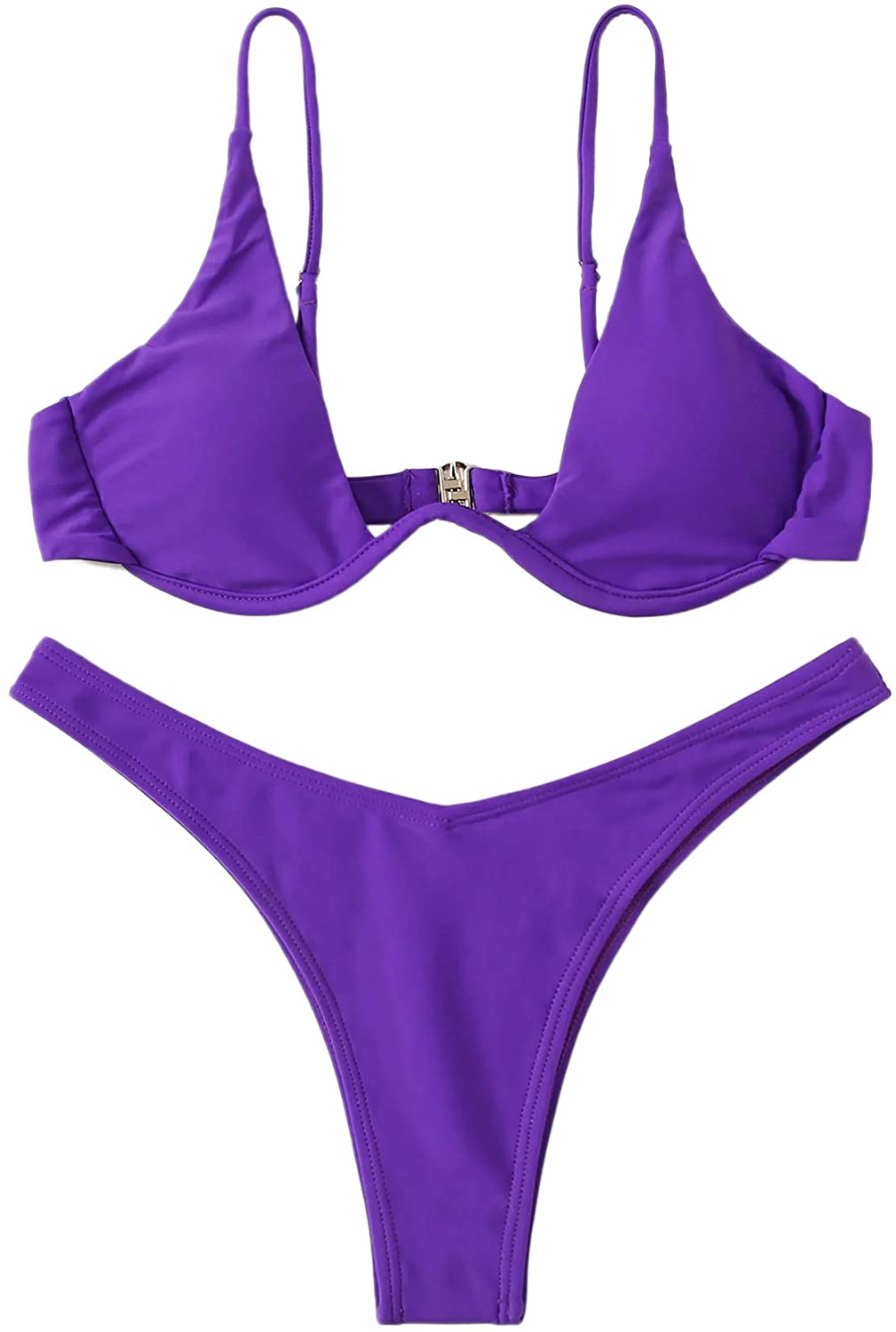 Verdusa Women'S Sexy Triangle Bathing Two Pieces Swimsuit Bikini Set Apparel & Accessories > Clothing > Underwear & Socks > Underwear Verdusa Purple Small