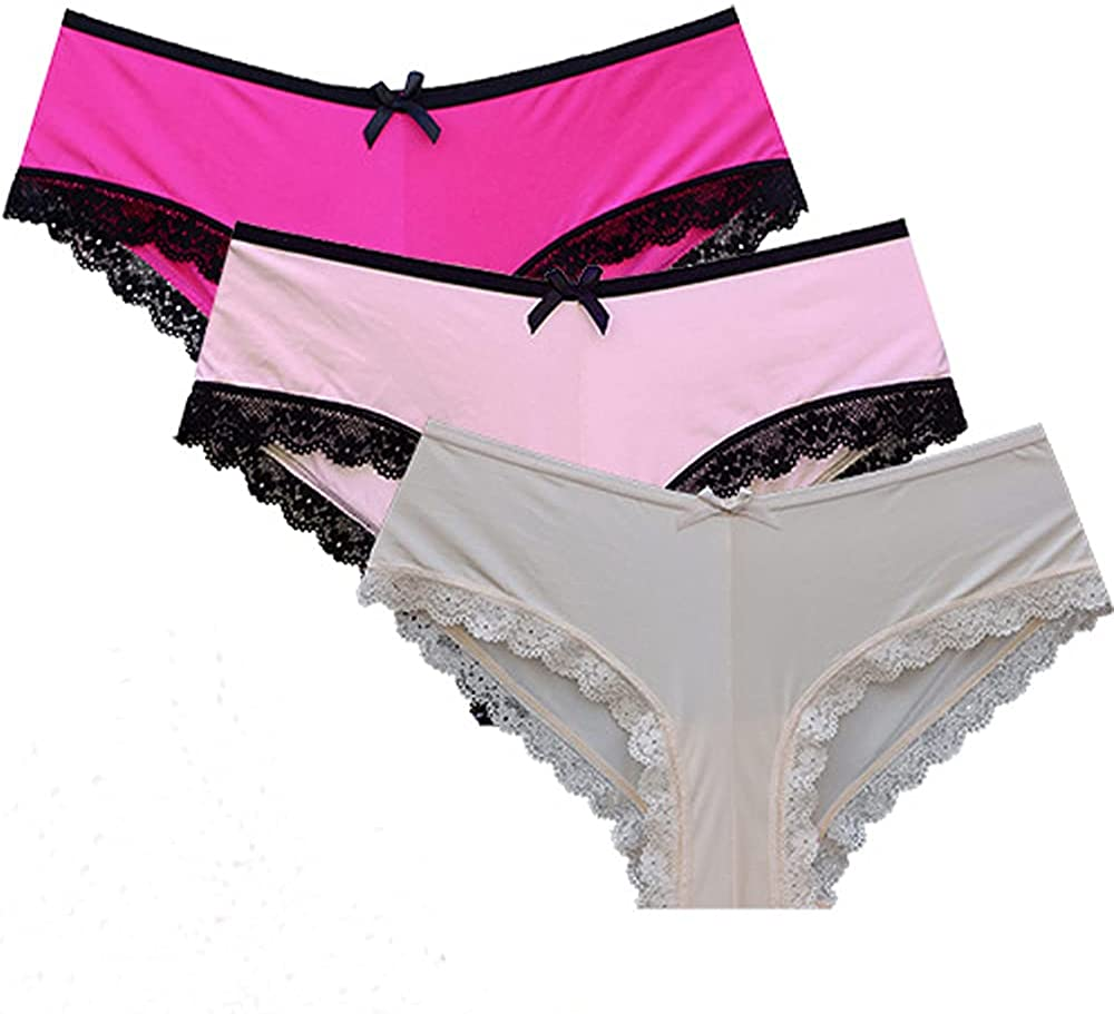 Gefyvuxrm Womens Cheeky Lingerie Underwear Lace Trim Panties Sexy Hipster 5 Pack Apparel & Accessories > Clothing > Underwear & Socks > Underwear AIDOVEI Lace Trim- 3 Pack X-Large
