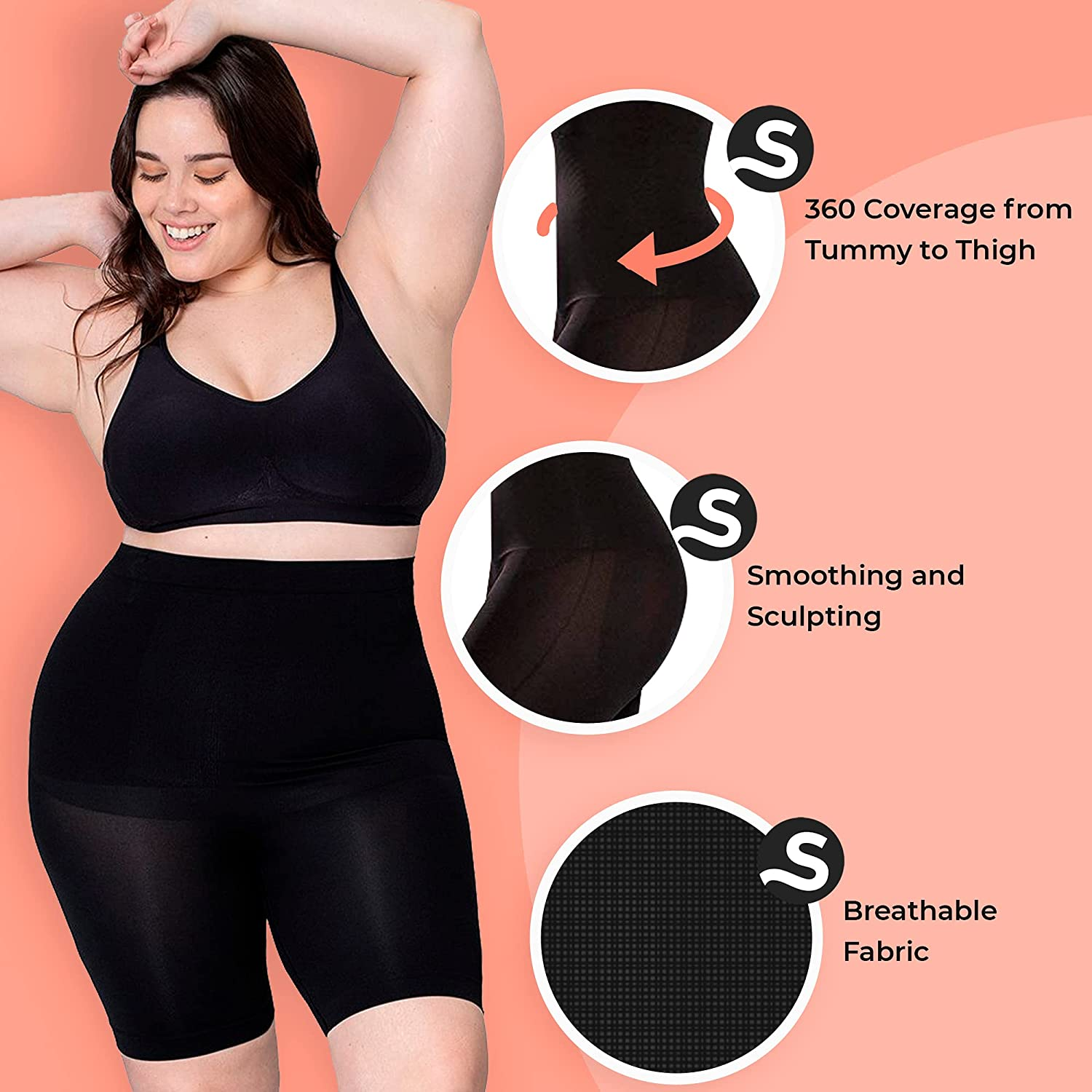Shapermint High Waisted Body Shaper Shorts Shapewear for Women Tummy Control Thigh Slimming Technology Apparel & Accessories > Clothing > Underwear & Socks > Shapewear Shapermint