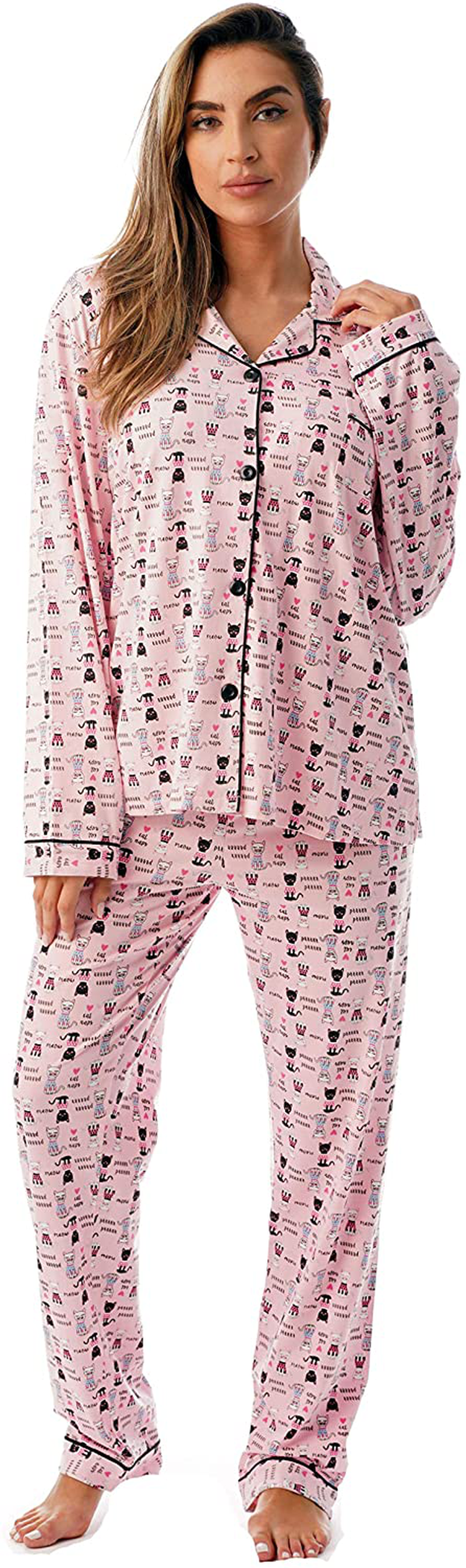 Just Love Long Sleeve Flannel Pajama Sets for Women Apparel & Accessories > Clothing > Sleepwear & Loungewear > Pajamas Just Love Pink - Cat Naps X-Large