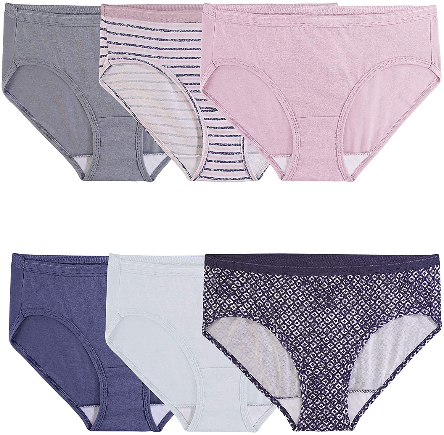 Fruit of the Loom Women'S Tag Free Cotton Hipster Panties (Regular & plus Size) Apparel & Accessories > Clothing > Underwear & Socks > Underwear Fruit of the Loom Hipster - 6 Pack - Assorted Colors Hipster 6