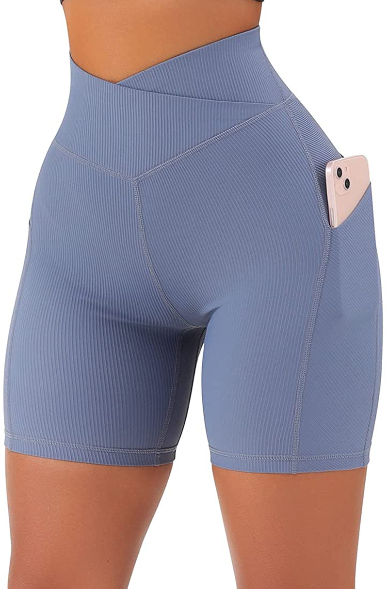 SUUKSESS Women Cross Workout Shorts with Pockets 5" High Waist Booty Biker Short Apparel & Accessories > Clothing > Shorts Kylie Max