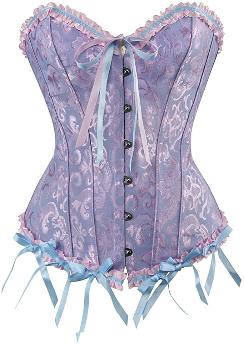 Black Corset Top Waist Trainer Corsets for Women Body Shaper Bustiers Lingerie Renaissance Costume Apparel & Accessories > Clothing > Underwear & Socks > Lingerie CZIFFRA Blue 6X-Large