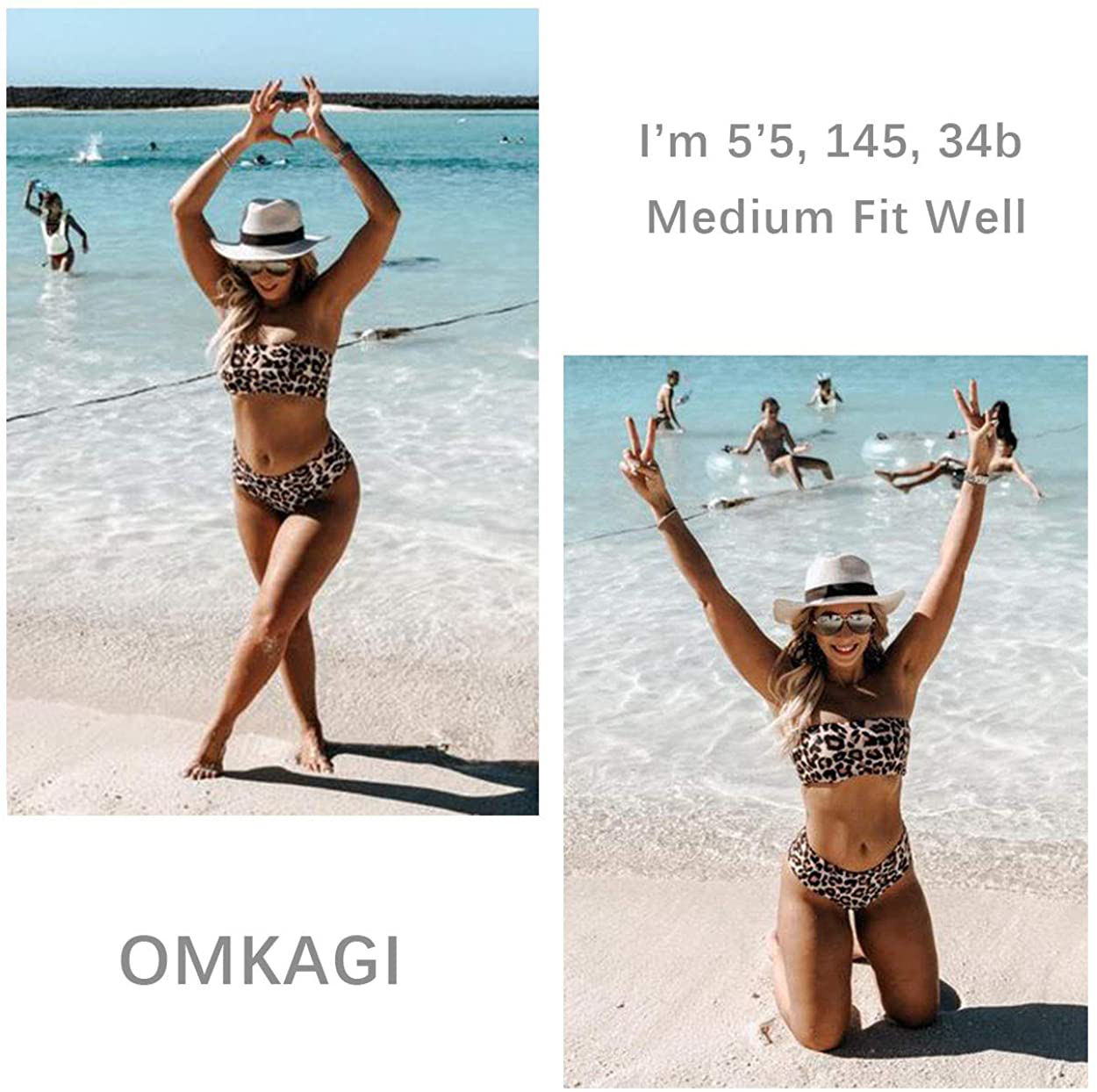 OMKAGI Women's 2 Pieces Bandeau Bikini Swimsuits Off Shoulder High Waist Bathing Suit High Cut Apparel & Accessories > Clothing > Swimwear OMKAGI