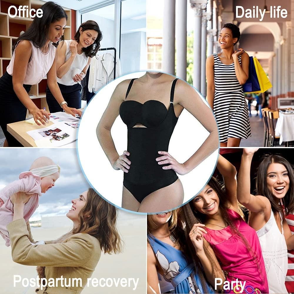 SHAPERX Women Shapewear Tummy Control Fajas Colombianas Open Bust Bodysuit Slimmer Body Shaper Apparel & Accessories > Clothing > Underwear & Socks > Shapewear SHAPERX