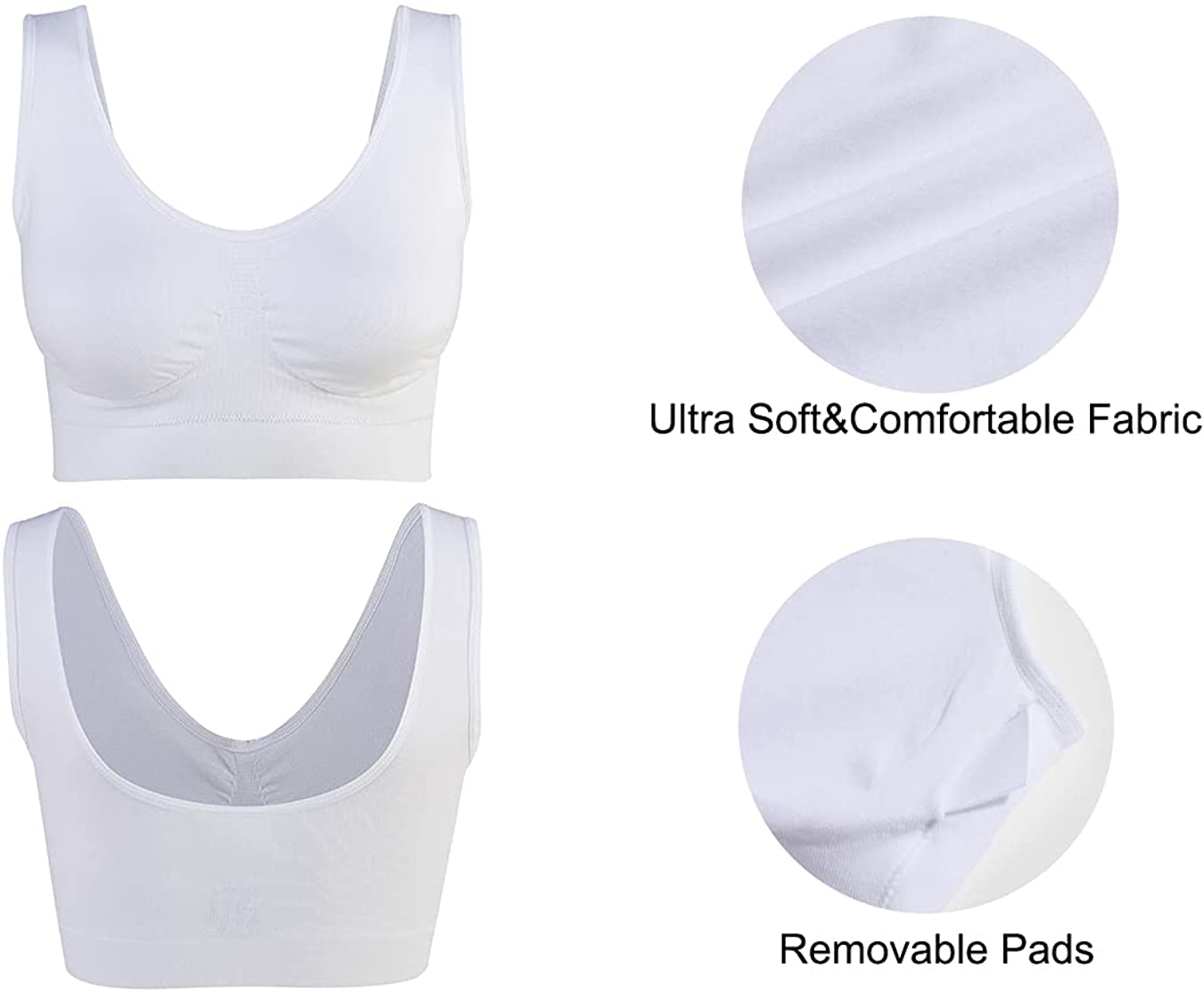 Lemef 3-Pack Seamless Sports Bra Wirefree Yoga Bra with Removable Pads for Women Apparel & Accessories > Clothing > Underwear & Socks > Bras Kylie Max