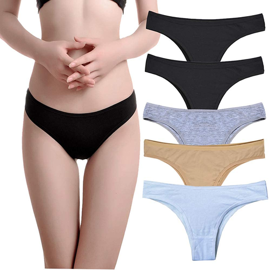 Nightaste Womens Cotton Cheeky Bikini Underwear Pack of 5Pcs Low Rise Half Back Coverage Tanga Panties Apparel & Accessories > Clothing > Underwear & Socks > Underwear Nightaste 2black/Beige/White/Gray Medium(waist: 26.77")