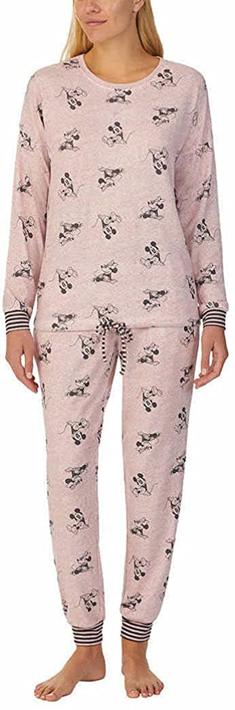 Disney Womens 2 Piece Cozy Pajama Set Apparel & Accessories > Clothing > Sleepwear & Loungewear > Pajamas Disney Mauve Mickey and Minnie Medium