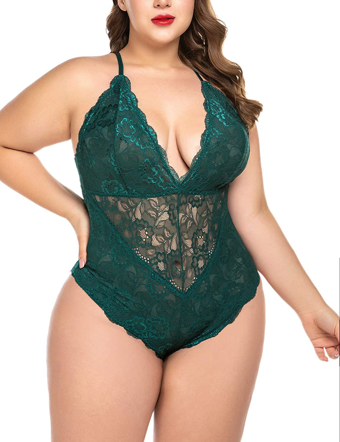 ELOVER Lingerie for Women Plus Size Lace Teddy Lingerie Bodysuit One Piece Babydoll Apparel & Accessories > Clothing > Underwear & Socks > Lingerie ELOVER