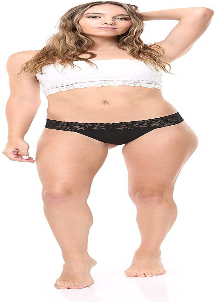 Free to Live 6 Pack Women's Underwear - Lace Band Cotton Thong Panties Apparel & Accessories > Clothing > Underwear & Socks > Underwear Free to Live