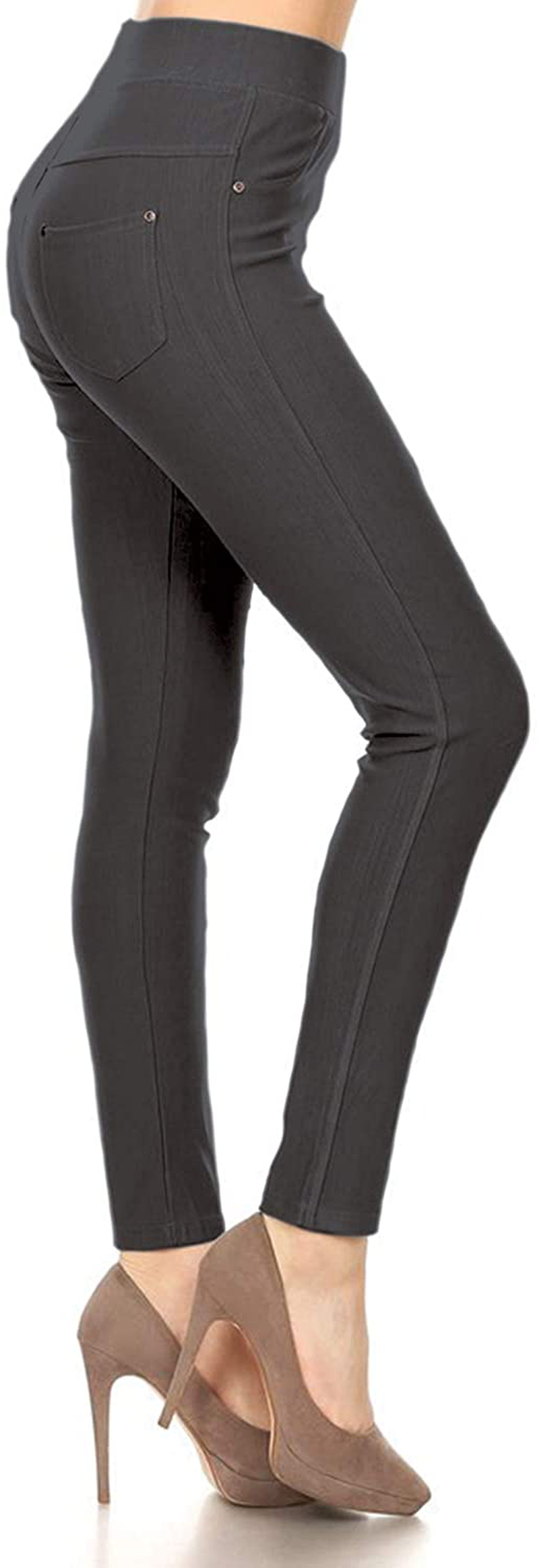 Leggings Depot Premium Quality Women's Cotton Blend Stretch Pull-on Jeggings with Pockets Apparel & Accessories > Clothing > Activewear LEGGINGS DEPOT Charcoal Gray 2X-3X