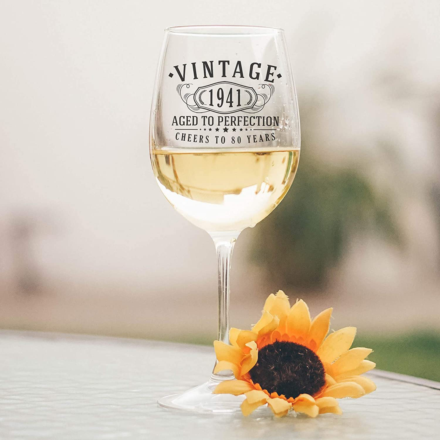 Vintage 1941 Printed 16oz Stemmed Wine Glass, 80th Birthday Aged to Perfection, 80 years old gifts Arts & Entertainment > Party & Celebration > Gift Giving Spotted Dog Company